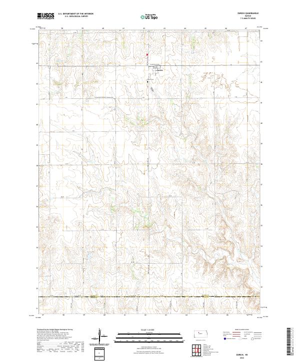 Zurich, KS — USGS 7.5-minute topo (2022)