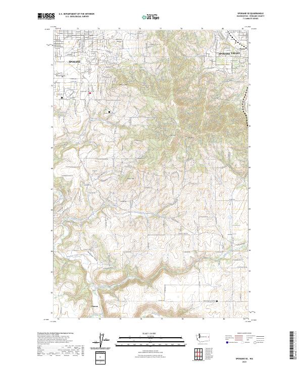 Spokane SE, WA — USGS 7.5-minute topo (2023)