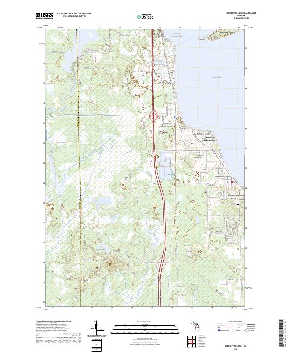Houghton Lake, MI — USGS 7.5-minute topo (2023)