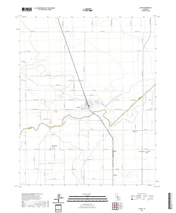 Laton, CA — USGS 7.5-minute topo (2021)
