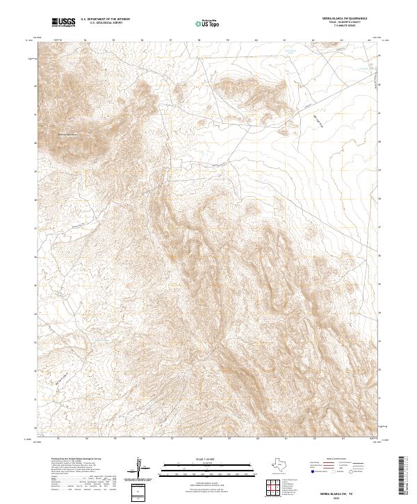 Sierra Blanca SW, TX — USGS 7.5-minute topo (2022)