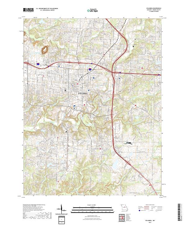 Columbia, MO — USGS 7.5-minute topo (2021)