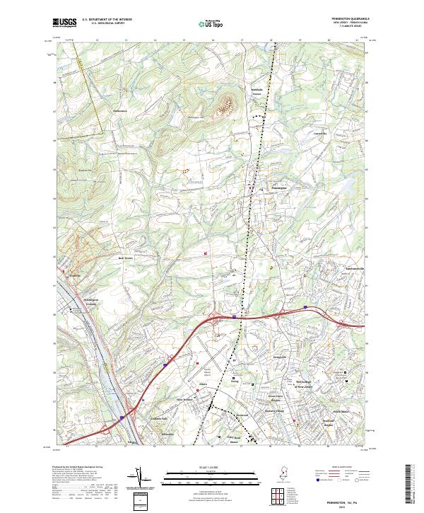 Pennington, NJ-PA — USGS 7.5-minute topo (2023)