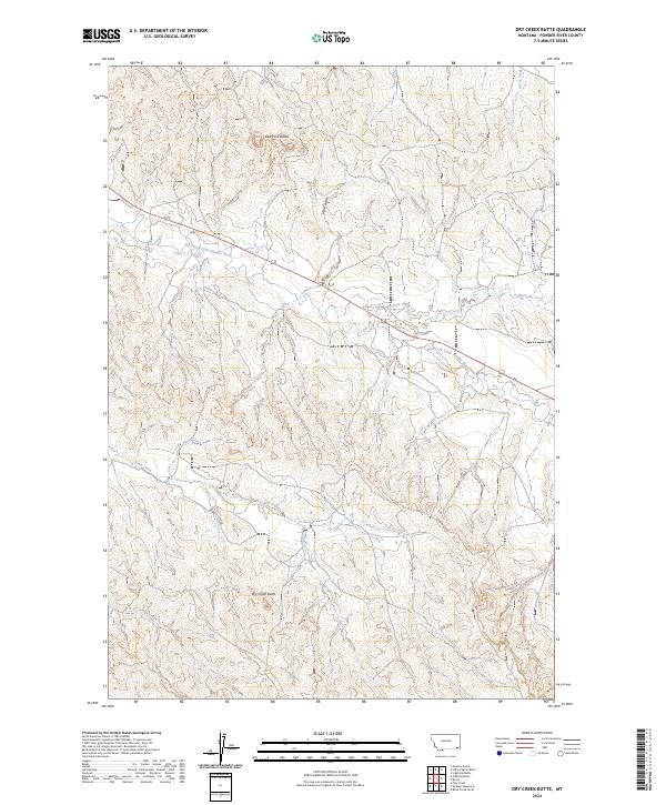 Dry Creek Butte, MT — USGS 7.5-minute topo (2024)