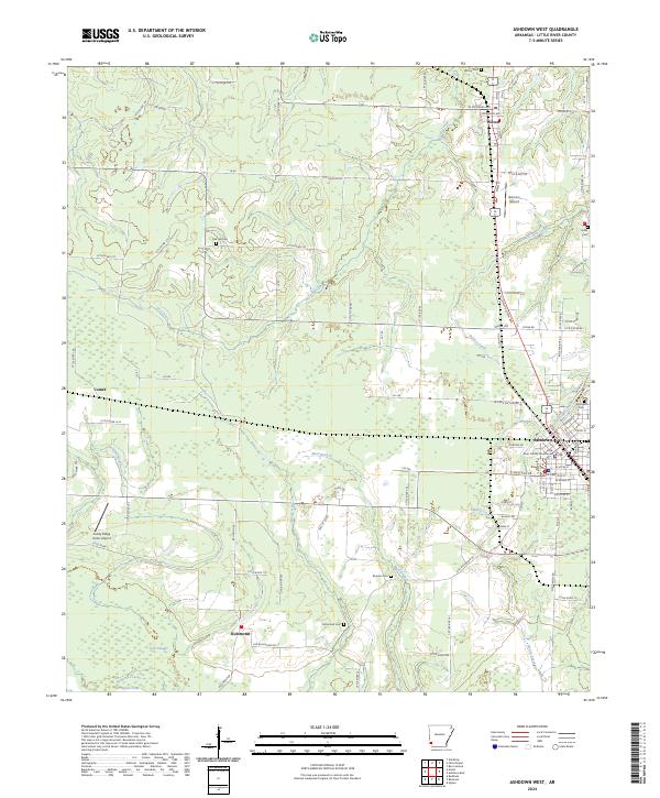 Ashdown West, AR — USGS 7.5-minute topo (2024)