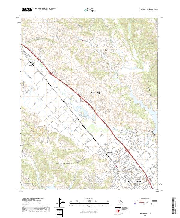 Morgan Hill, CA — USGS 7.5-minute topo (2021)