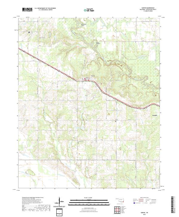 Garvin, OK — USGS 7.5-minute topo (2022)