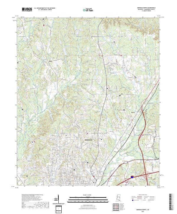 Meridian North, MS — USGS 7.5-minute topo (2024)