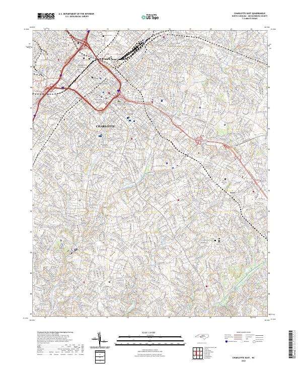 Charlotte East, NC — USGS 7.5-minute topo (2022)