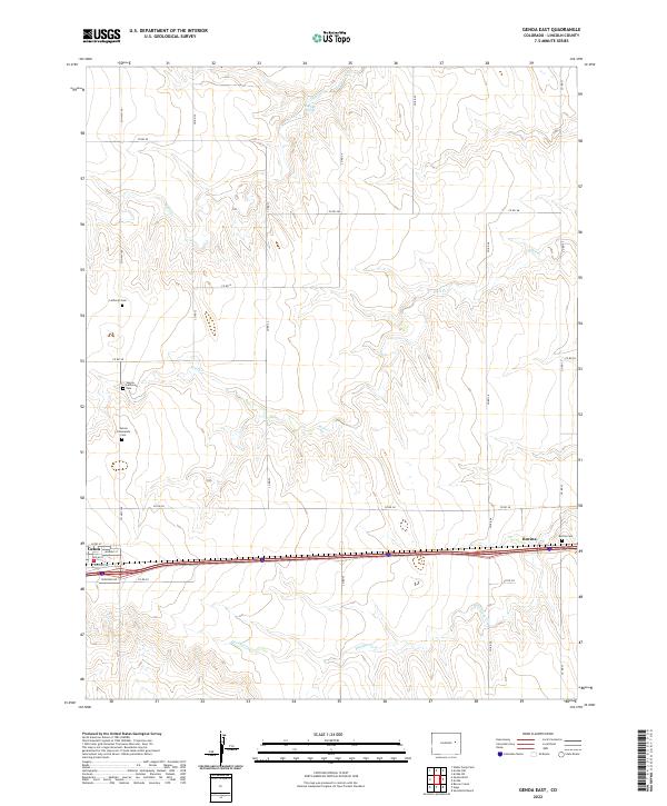 Genoa East, CO — USGS 7.5-minute topo (2022)