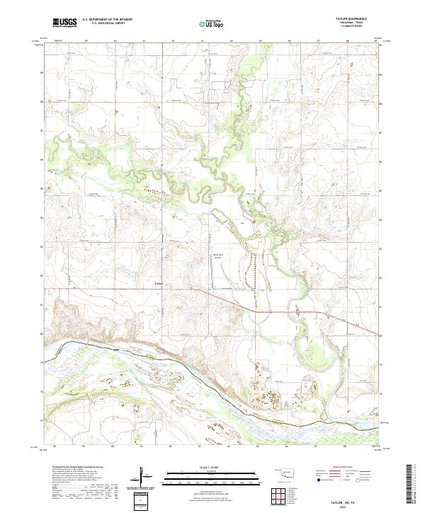 Taylor, OK-TX — USGS 7.5-minute topo (2022)