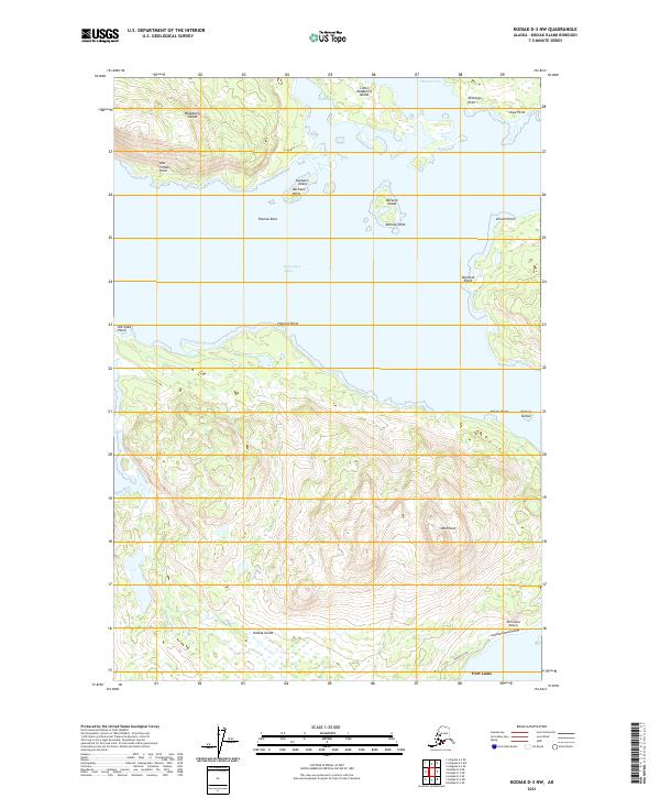 Kodiak D-3 NW, AK — USGS 7.5-minute topo (2021)