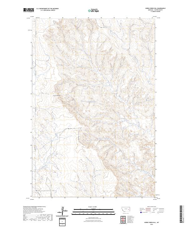 Horse Creek Hill, MT — USGS 7.5-minute topo (2024)