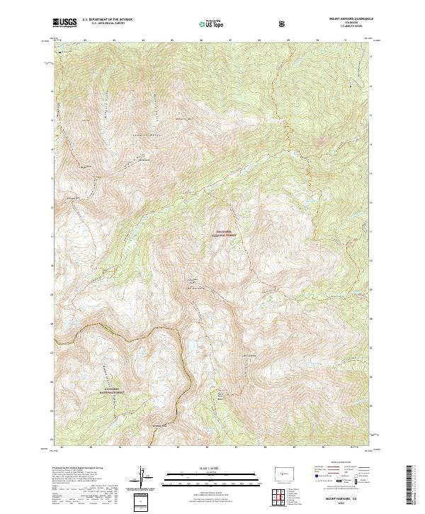 Mount Harvard, CO — USGS 7.5-minute topo (2022)