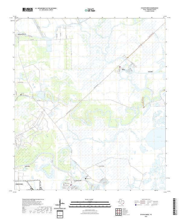 Oyster Creek, TX — USGS 7.5-minute topo (2022)