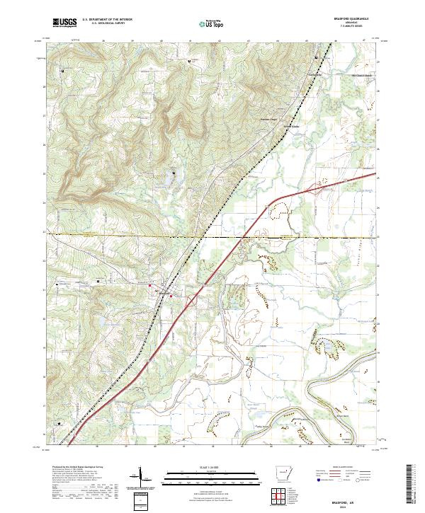 Bradford, AR — USGS 7.5-minute topo (2024)