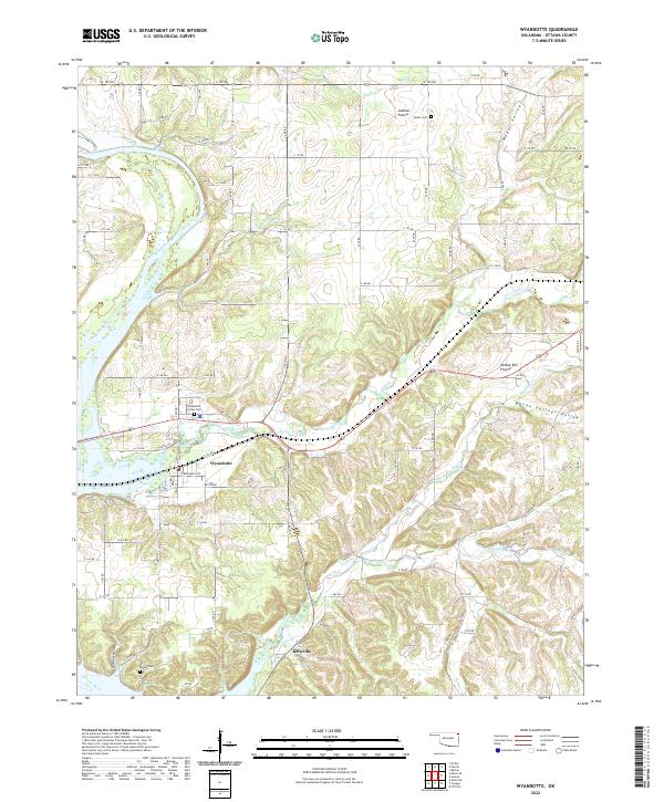 Wyandotte, OK — USGS 7.5-minute topo (2022)