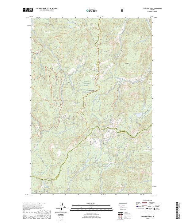Three Brothers, MT — USGS 7.5-minute topo (2024)