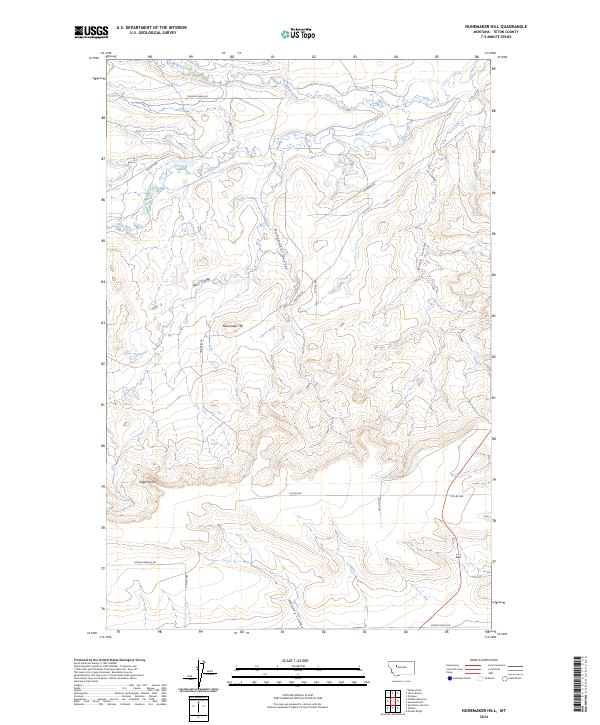 Nunemaker Hill, MT — USGS 7.5-minute topo (2024)