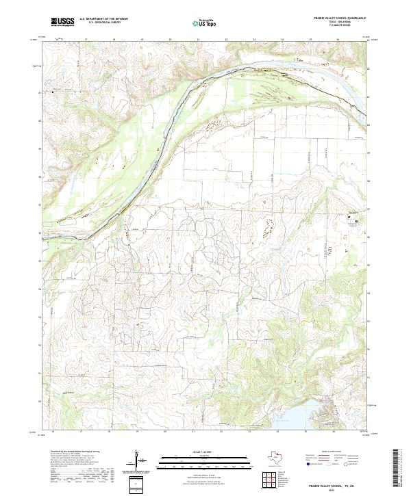 Prairie Valley School, TX-OK — USGS 7.5-minute topo (2022)
