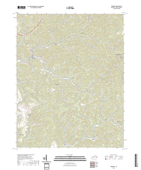 Hindman, KY — USGS 7.5-minute topo (2022)