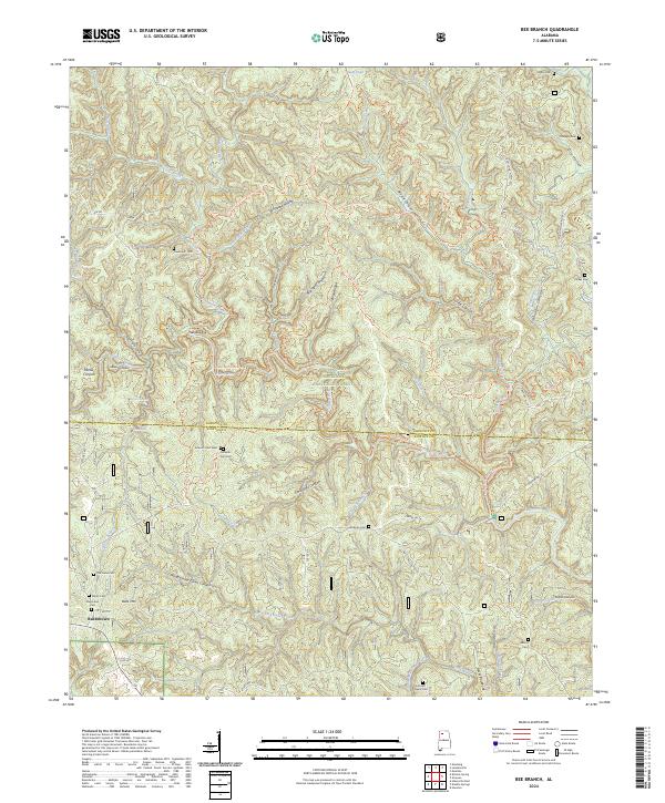 Bee Branch, AL — USGS 7.5-minute topo (2024)
