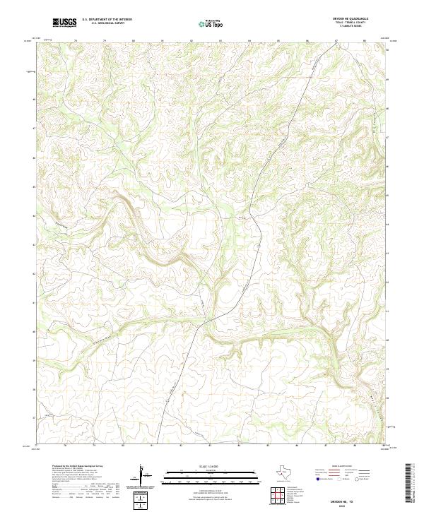 Dryden NE, TX — USGS 7.5-minute topo (2022)