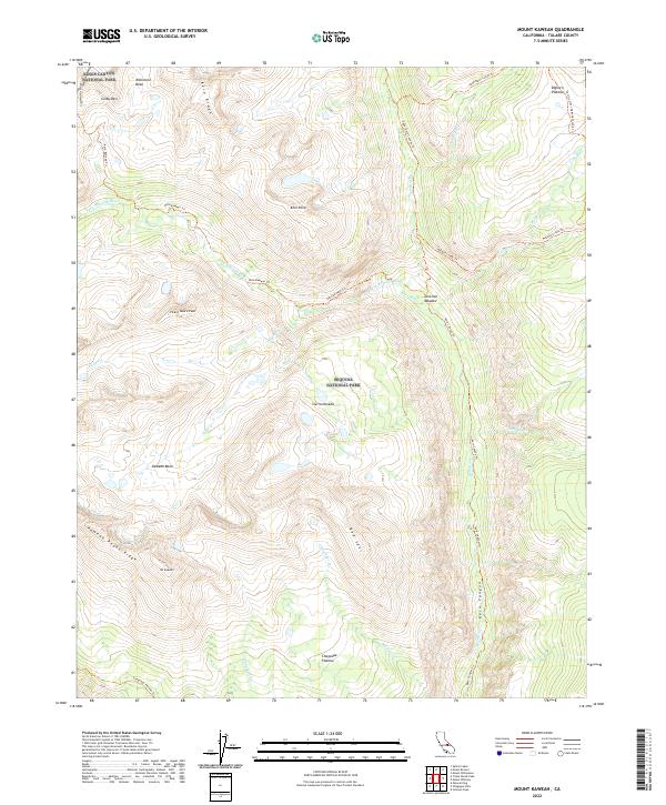 Mount Kaweah, CA — USGS 7.5-minute topo (2022)