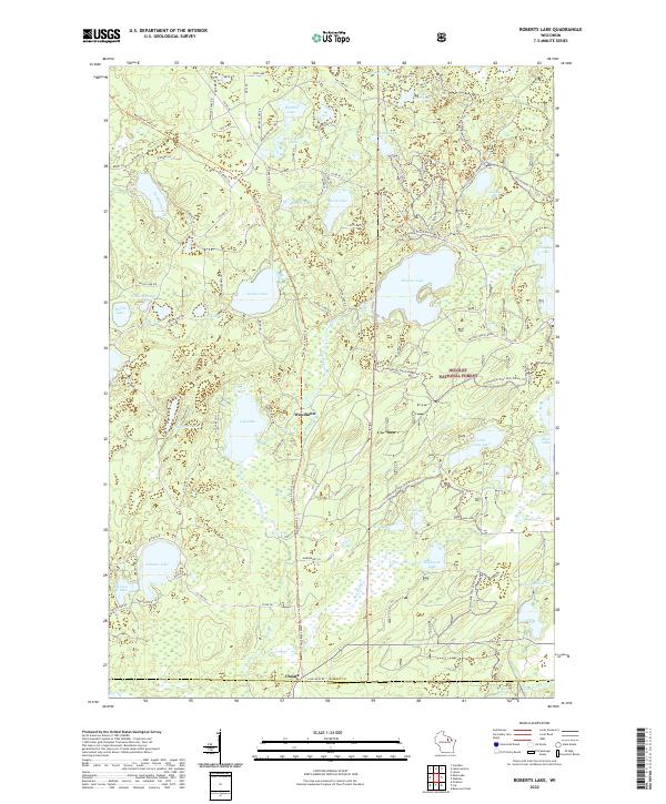 Roberts Lake, WI — USGS 7.5-minute topo (2022)