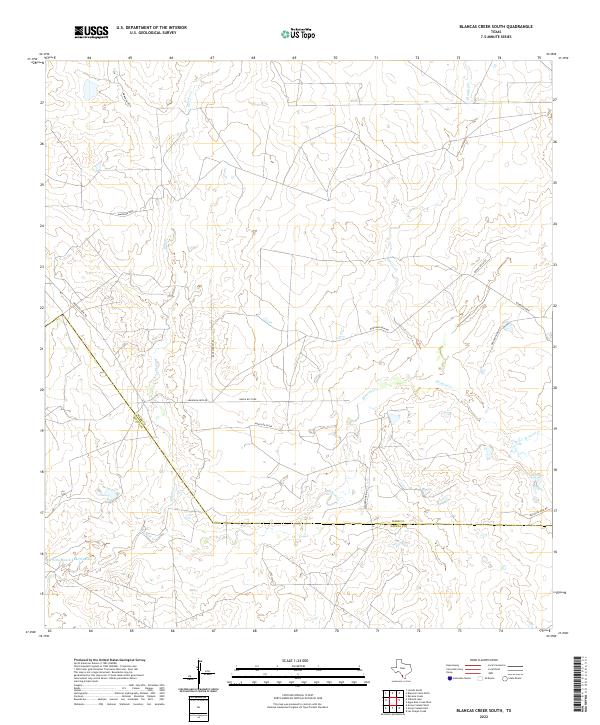 Blancas Creek South, TX — USGS 7.5-minute topo (2022)