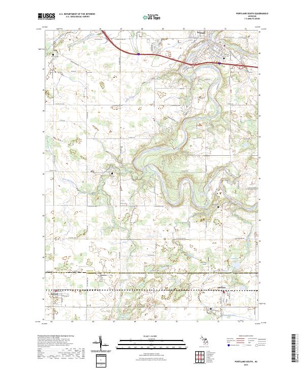 Portland South, MI — USGS 7.5-minute topo (2023)