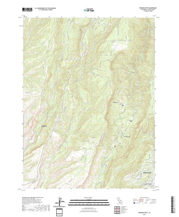 Paradise West, CA — USGS 7.5-minute topo (2021)