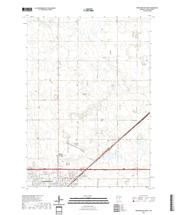 Worthington North, MN — USGS 7.5-minute topo (2022)