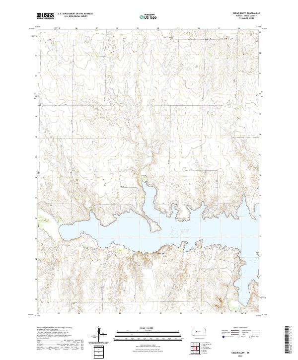 Cedar Bluff, KS — USGS 7.5-minute topo (2022)