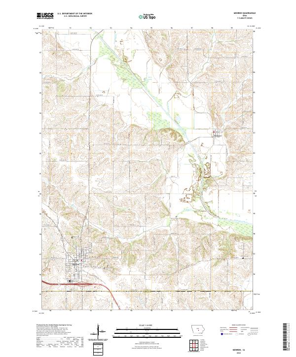 Monroe, IA — USGS 7.5-minute topo (2022)