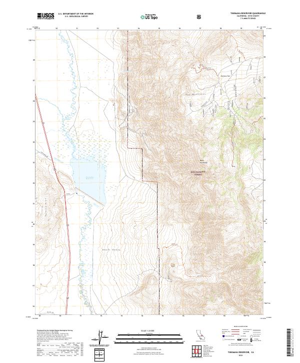 Tinemaha Reservoir, CA — USGS 7.5-minute topo (2021)