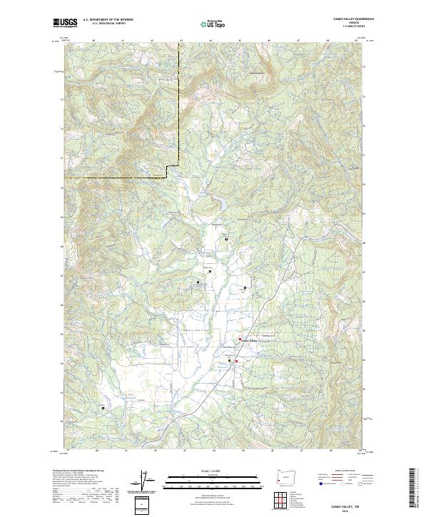 Camas Valley, OR — USGS 7.5-minute topo (2024)