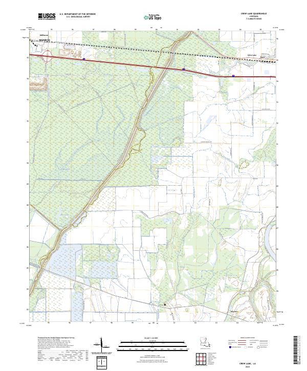 Crew Lake, LA — USGS 7.5-minute topo (2024)