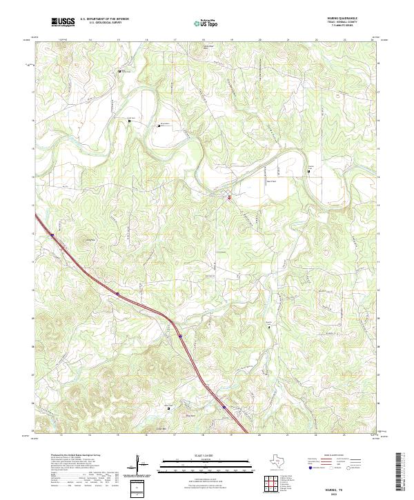 Waring, TX — USGS 7.5-minute topo (2022)