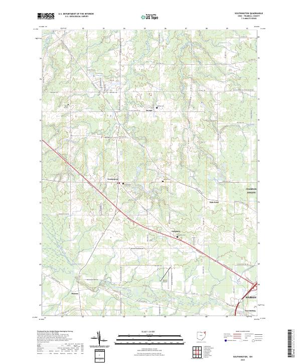 Southington, OH — USGS 7.5-minute topo (2023)