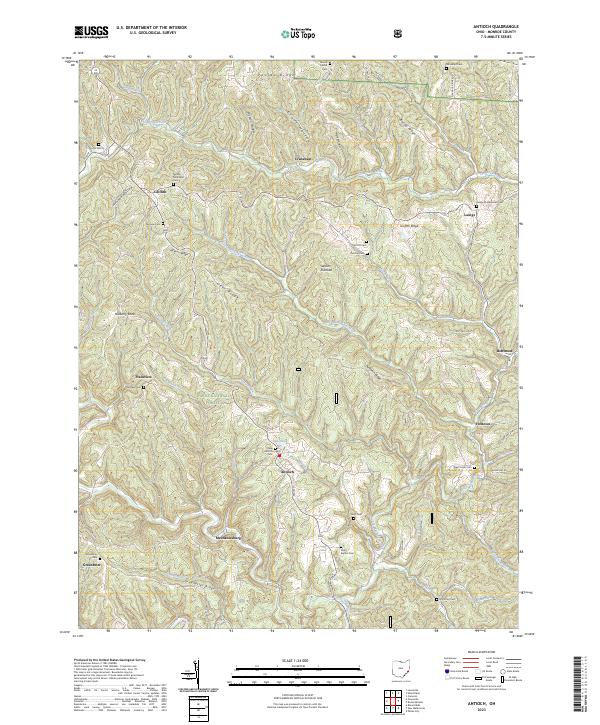 Antioch, OH — USGS 7.5-minute topo (2023)