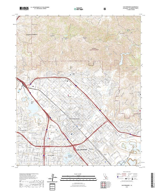 San Fernando, CA — USGS 7.5-minute topo (2022)