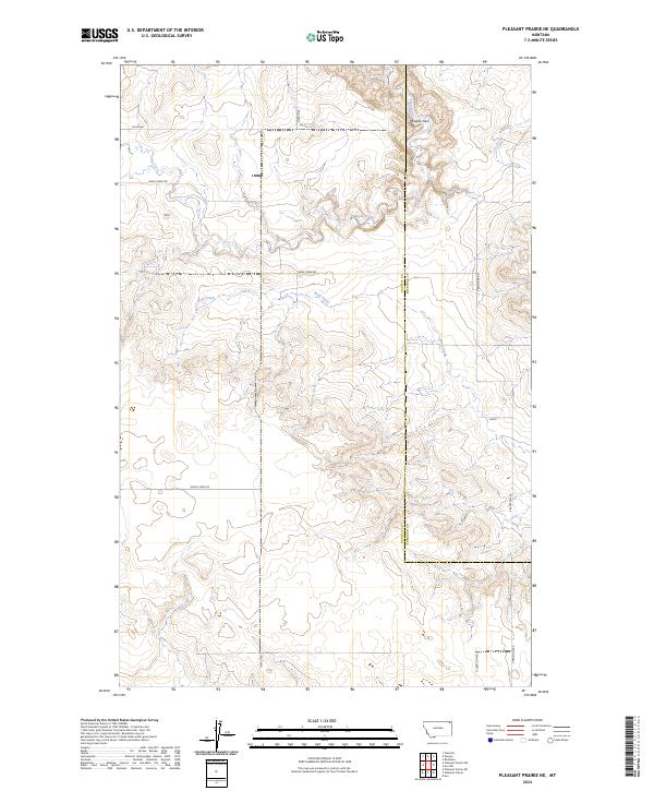 Pleasant Prairie NE, MT — USGS 7.5-minute topo (2024)