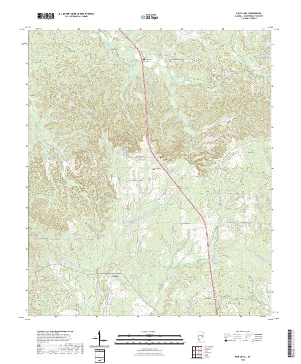 Pine Level, AL — USGS 7.5-minute topo (2024)