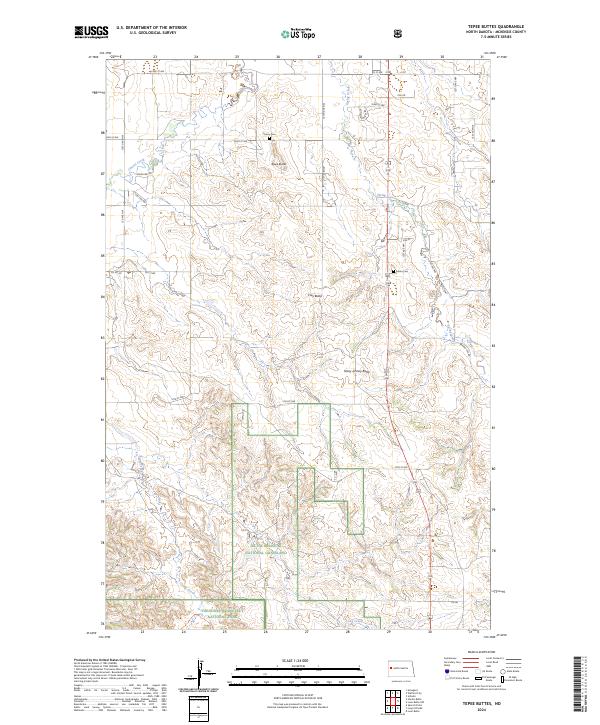 Tepee Buttes, ND — USGS 7.5-minute topo (2024)
