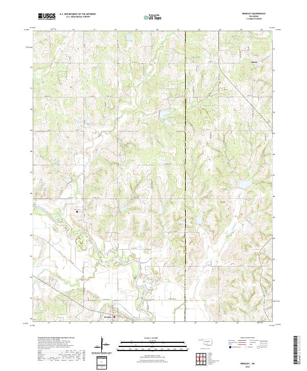 Bradley, OK — USGS 7.5-minute topo (2022)