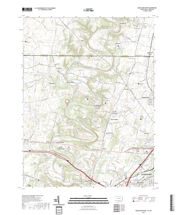 Mason and Dixon, PA-MD — USGS 7.5-minute topo (2023)