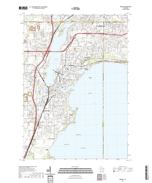 Neenah, WI — USGS 7.5-minute topo (2022)