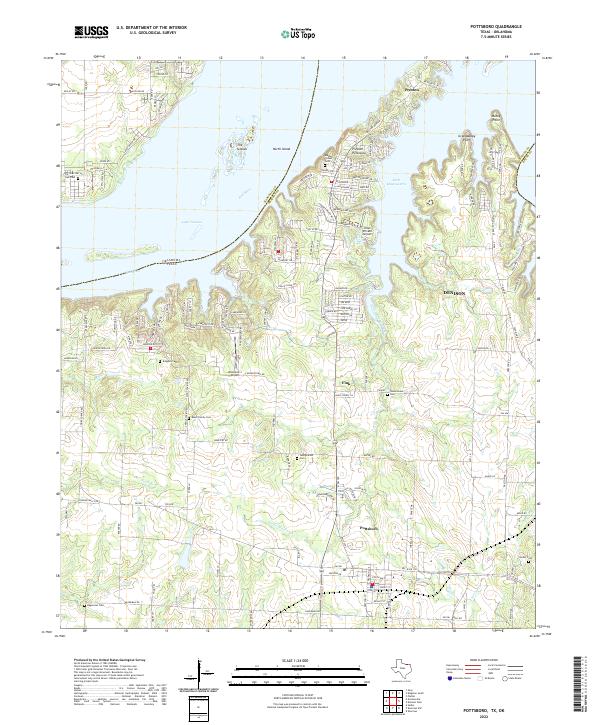 Pottsboro, TX-OK — USGS 7.5-minute topo (2022)
