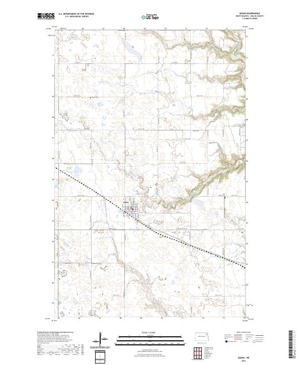 Adams, ND — USGS 7.5-minute topo (2024)